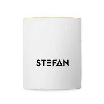 Vorname Stefan - Tasse zweifarbig - Weiß/Gelb - Vorne