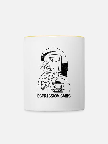 Espressionismus - Espresso - Kaffee trinken - Tasse zweifarbig - Weiß/Gelb