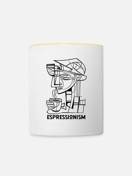Espressionism - Espresso - Kaffee trinken - Tasse zweifarbig - Weiß/Gelb