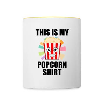 Popcorn Chef Ironic Saying Manger du maïs - Mug contrasté - blanc/jaune - Devant