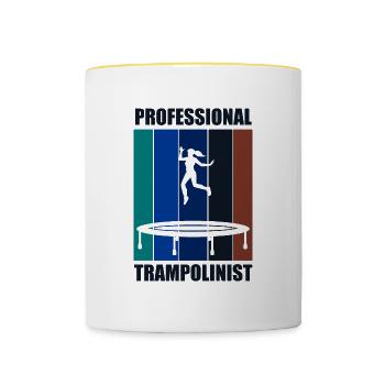 Professional Trampoline Jumper Ironic Saying - Contrasting Mug - white/yellow - Front