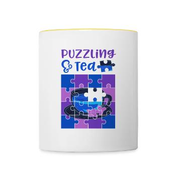 Puzzle and Tea Hobby Puzzling Jigsaw - Contrasting Mug - white/yellow - Front