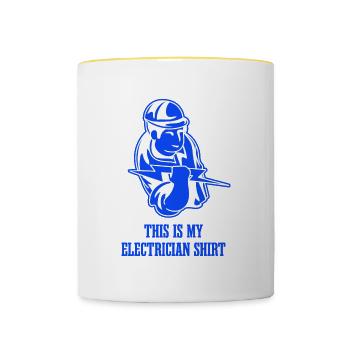 Elektriker ironisches Zitat Elektroarbeiter - Tasse zweifarbig - Weiß/Gelb - Vorne