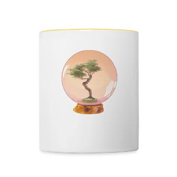 Bonsai 5, digital Art - Contrasting Mug - white/yellow - Front
