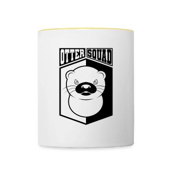 Otter Squad, dicton ironique, adorable loutre de - Mug contrasté - blanc/jaune - Devant