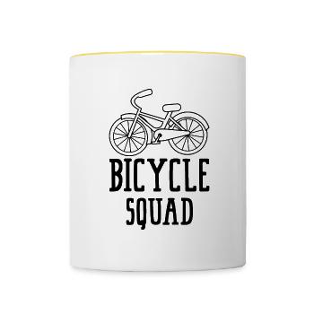 Bicycle Squad Ironischer Spruch Niedlicher - Tasse zweifarbig - Weiß/Gelb - Vorne