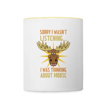 Denken Sie an Moose Wildlife Deer Elk - Tasse zweifarbig - Weiß/Gelb - Vorne