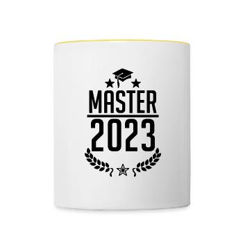 Abschluss 2023 - Master 2023 Studium Student Uni - Tasse zweifarbig - Weiß/Gelb - Vorne