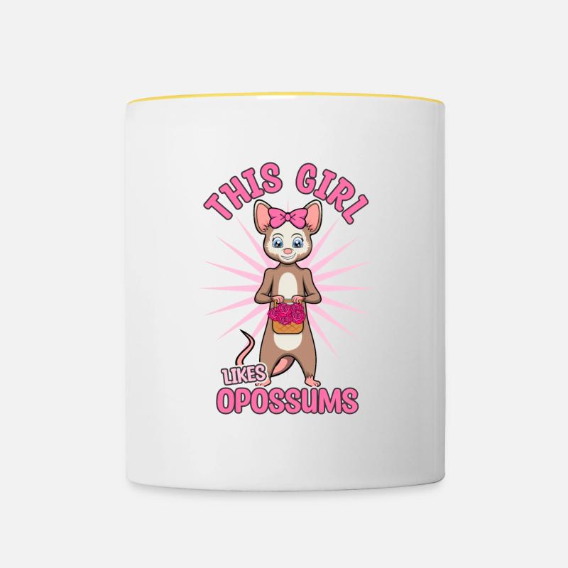 Mädchen mag Opossums Nagetiere Süßes Opossum - Tasse zweifarbig - Weiß/Gelb