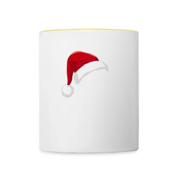 Beliebtes Weihnachtsdesign 2024 dezent - Tasse zweifarbig - Weiß/Gelb - Vorne