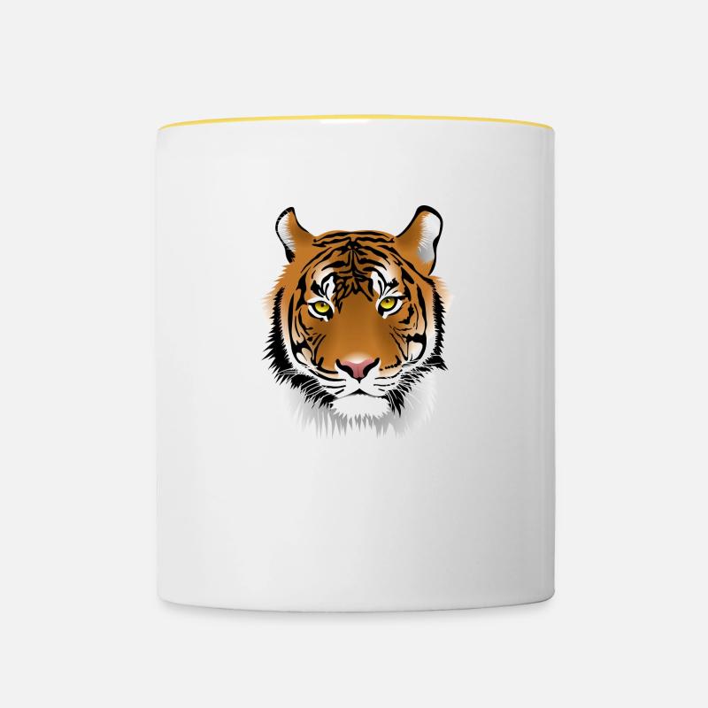 Tiger face - Contrasting Mug - white/yellow