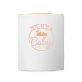 Baby Kleinkind Geburt Geschenk Vater Mutter Tante - Tasse zweifarbig - Weiß/Gelb - Vorne