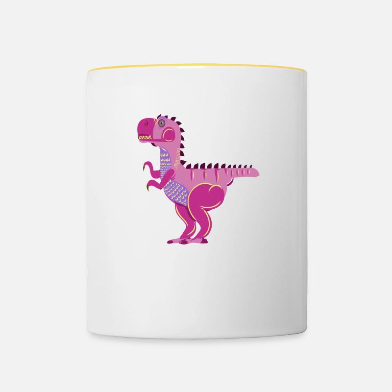 Dinosaur T-Rex - Contrasting Mug - white/yellow