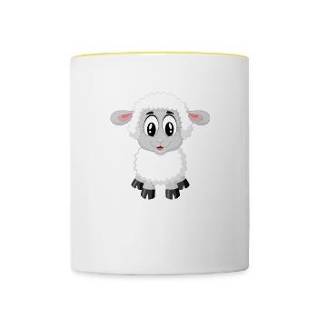mouton - Mug contrasté - blanc/jaune - Devant