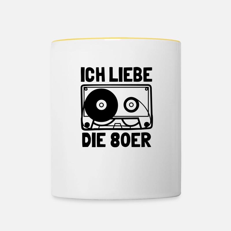 80 s - Contrasting Mug - white/yellow