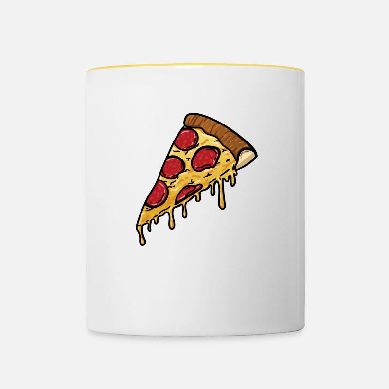 Tshirt Pizza - Mug contrasté - blanc/jaune
