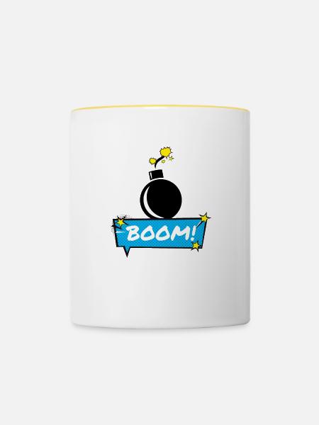 Boom Bomb - Tasse zweifarbig - Weiß/Gelb