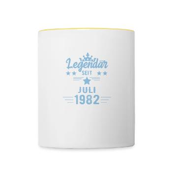 Juli 1982 - 40. Geburtstag Geschenk. Deutsch. - Tasse zweifarbig - Weiß/Gelb - Vorne