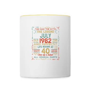Juli 1982 - 40. Geburtstag Geschenk. Awesome. - Tasse zweifarbig - Weiß/Gelb - Vorne