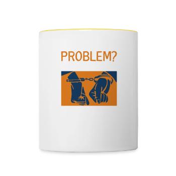 Gardien de prison Prison Police Cadeau - Mug contrasté - blanc/jaune - Devant