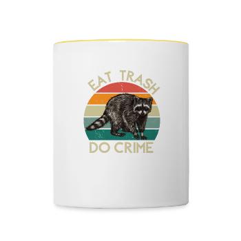 Eat Trash Do Crime | Waschbär Design - Tasse zweifarbig - Weiß/Gelb - Vorne