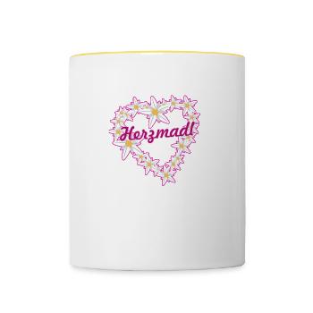 herzmadl,madl,herz,edelweiß,volksfest - Tasse zweifarbig - Weiß/Gelb - Vorne