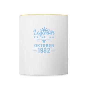 Oktober 1982 - 40. Geburtstag Geschenk. Legende. - Tasse zweifarbig - Weiß/Gelb - Vorne