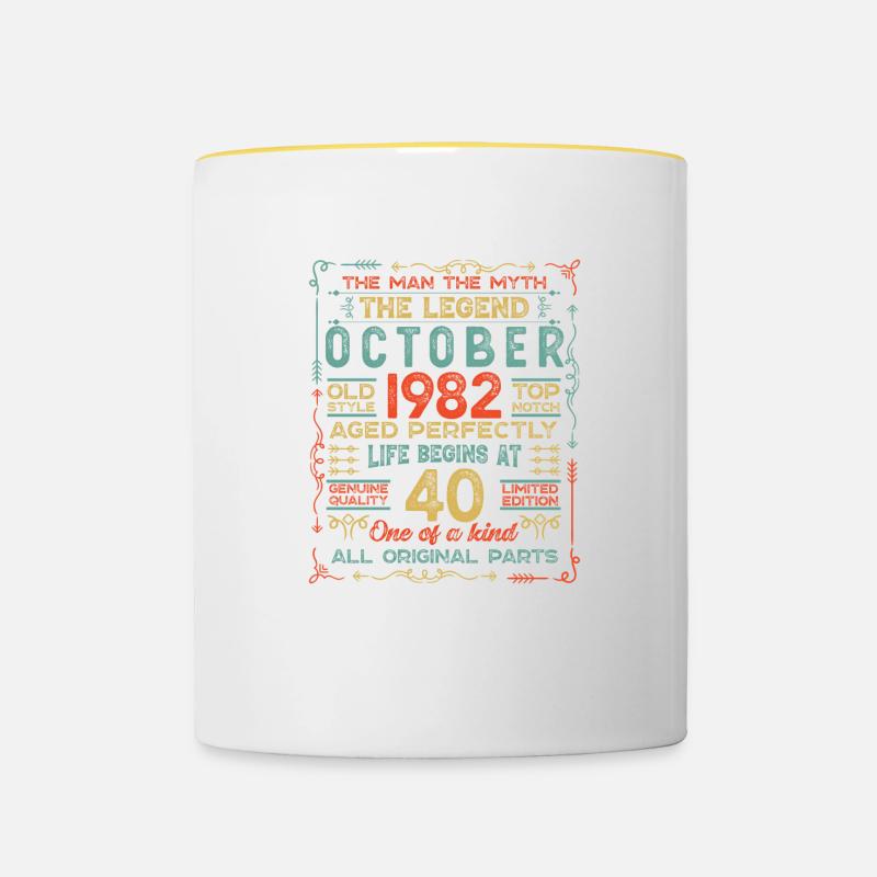 October 1982 - 40th birthday gift. Legend. - Contrasting Mug - white/yellow