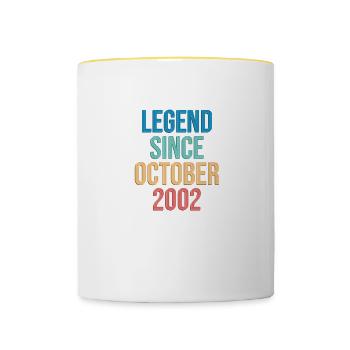 Octobre 2002 - Cadeau de 20e anniversaire. Légende. - Mug contrasté - blanc/jaune - Devant