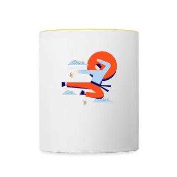 chinese, asian, china, japanese, japan, cute - Tasse zweifarbig - Weiß/Gelb - Vorne