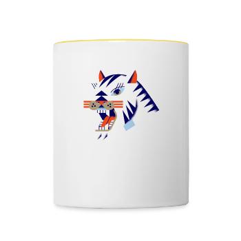 chinese, asian, china, japanese, japan, cute - Tasse zweifarbig - Weiß/Gelb - Vorne