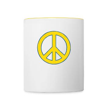 Ukraine, ukrainische Flagge, ukrainische Flagge - Tasse zweifarbig - Weiß/Gelb - Vorne