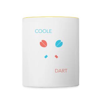 Cool dads playing darts - Contrasting Mug - white/yellow - Front