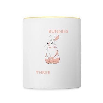 J’aime les lapins et peut-être 3 personnes introverties - Mug contrasté - blanc/jaune - Devant