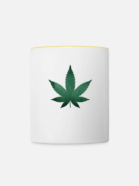 WEED HANFBLATT - Tasse zweifarbig - Weiß/Gelb