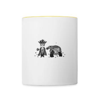 Ille aime les tortues - Mug contrasté - blanc/jaune - Devant