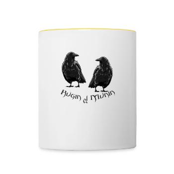 Design Odins Hugin & Munin - Tasse zweifarbig - Weiß/Gelb - Vorne