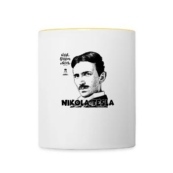 tesla - Mug contrasté - blanc/jaune - Devant