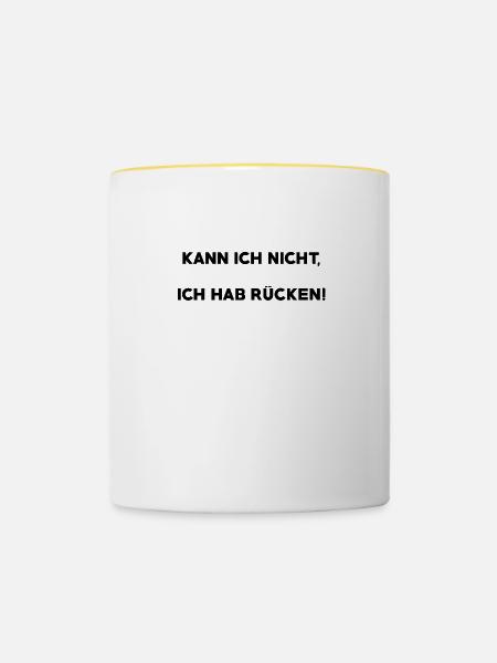 Ich hab Rücken - Tasse zweifarbig - Weiß/Gelb