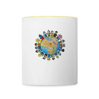 <3 We all belong together <3 peace rebels - Contrasting Mug - white/yellow - Front