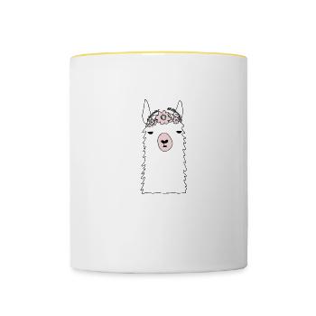 Chilliges Lama - Tasse zweifarbig - Weiß/Gelb - Vorne