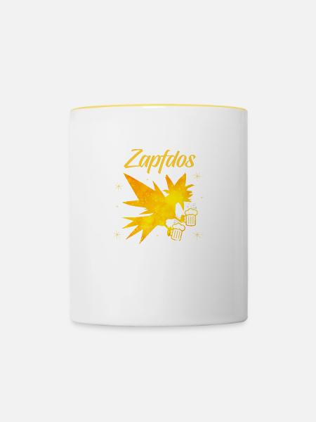 Zapfdos Bier Feiern - Tasse zweifarbig - Weiß/Gelb