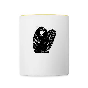 Beaver funny Illustration Gift Men Women - Tasse zweifarbig - Weiß/Gelb - Vorne