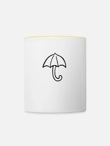 Regenschirm - Tasse zweifarbig - Weiß/Gelb