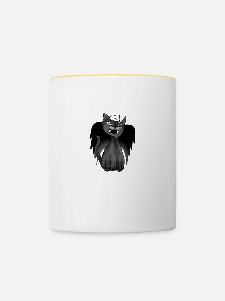 Die schwarze Katze - Tasse zweifarbig - Weiß/Gelb