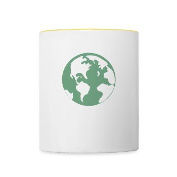 Weltkugel Globus Geschenk Geschenkidee - Tasse zweifarbig - Weiß/Gelb - Vorne