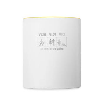 veni vidi vici Junggesellenabschied - Tasse zweifarbig - Weiß/Gelb - Vorne