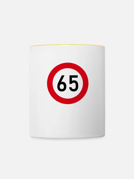 65 pension - Contrasting Mug - white/yellow