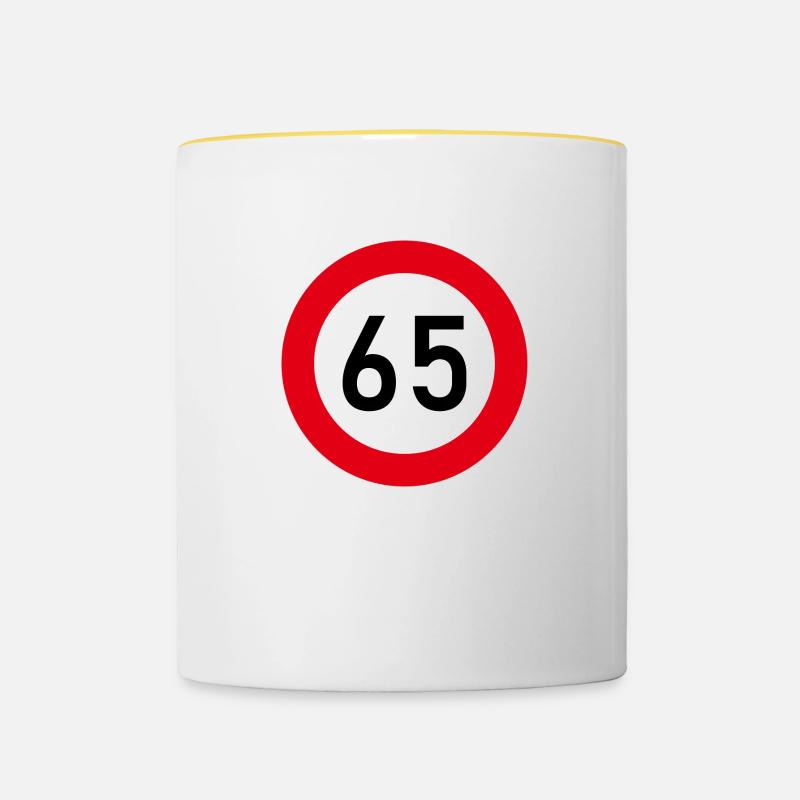 65 pension - Mug contrasté - blanc/jaune