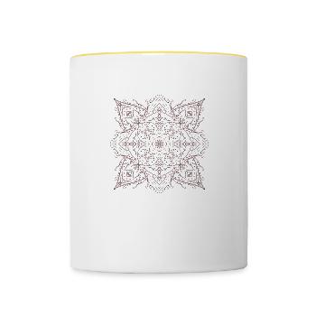 mandala - Mug contrasté - blanc/jaune - Devant